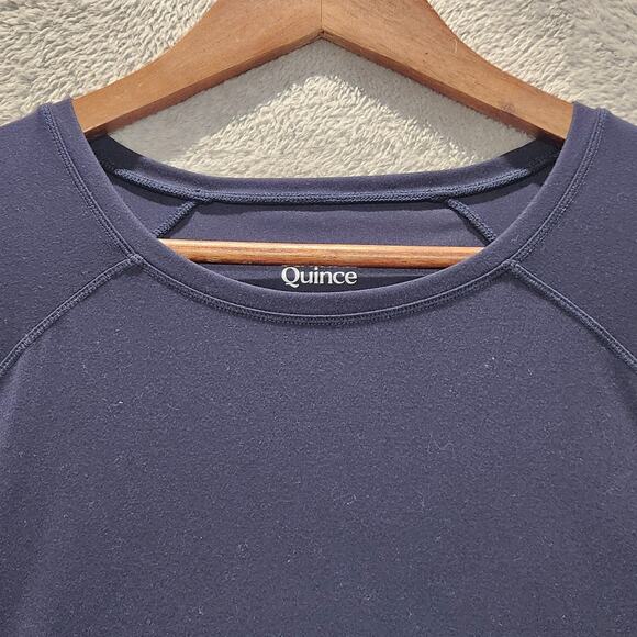 Quince Black Quick Dry Ultra Form Long Sleeve Top Size Large Stretch Workout - Picture 2 of 9